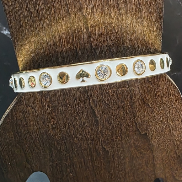 Kate Spade New York Gold Spade Enamel Crystal Bangle Bracelet - Picture 3 of 6